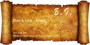 Bertics Irma névjegykártya